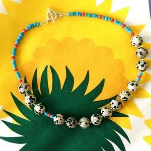 Sterling silver modern bead stone necklace choker